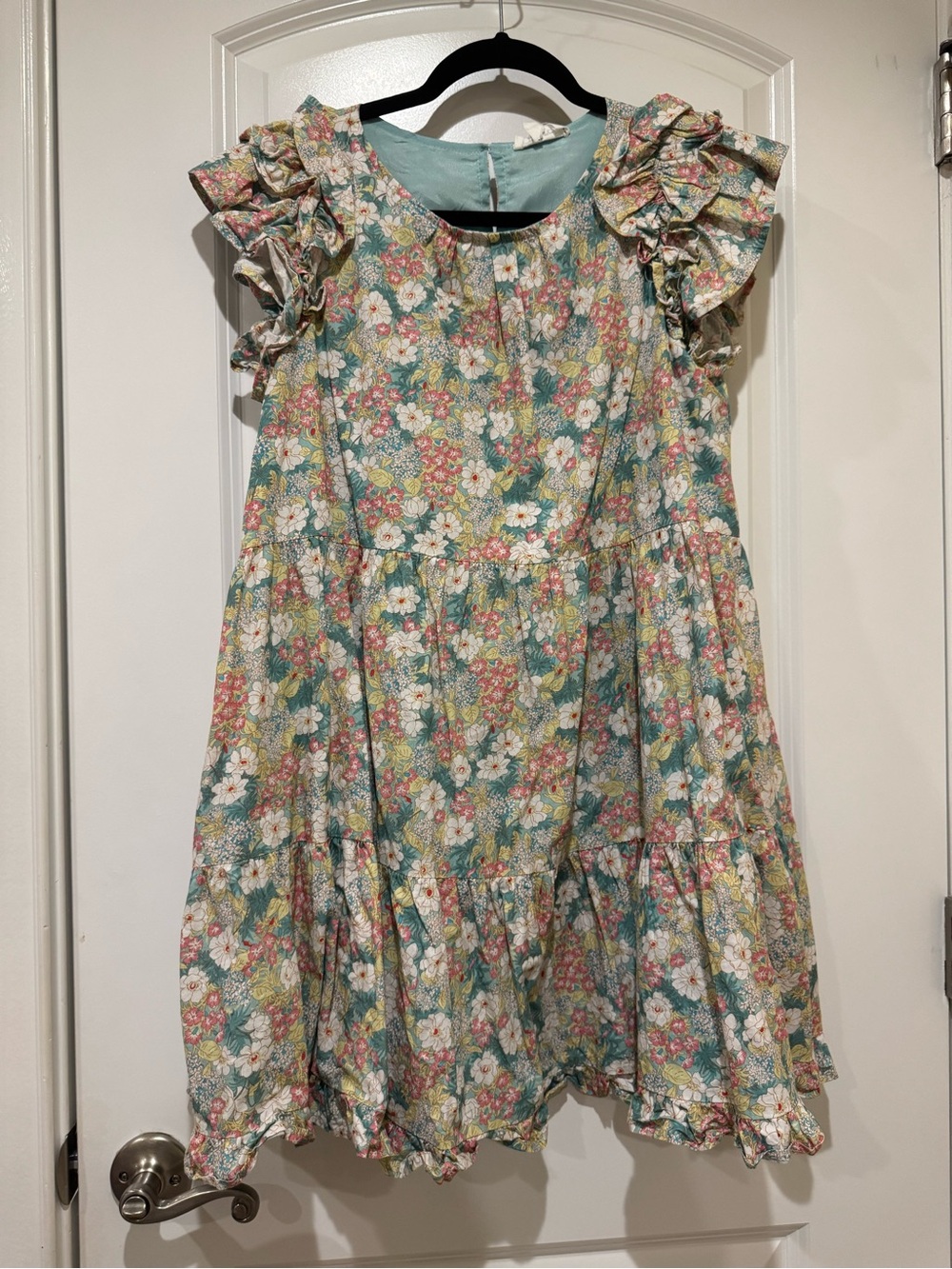 &merci Women’s Mint Floral Ruffle-Sleeve Mini Dress